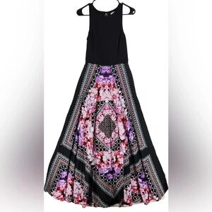 Eliza J Black and Pink Floral Dress